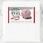 Rectangulaire Joyeux PIg Nouvel An 2019 personnalisé R Sticker (Sac)