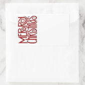 Rectangulaire Joyeux sticker Rectangle rouge de Noël (Sac)