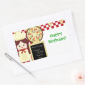 Rectangulaire KRW Pizza Joyeux Sticker fille fête d'anniversaire (Enveloppe)