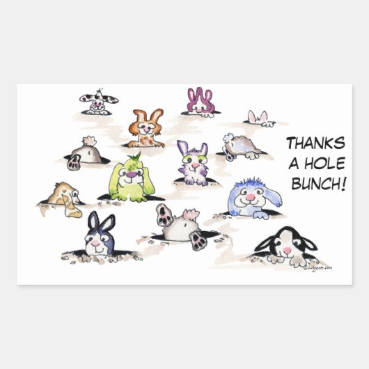 Rectangulaire Lapins : Merci un Sticker Hole Bunch (Devant)