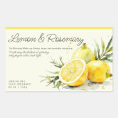 Rectangulaire Lemon & Rosemary Organic Soap Sticker Label (Devant)