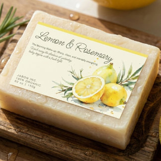 Rectangulaire Lemon & Rosemary Organic Soap Sticker Label