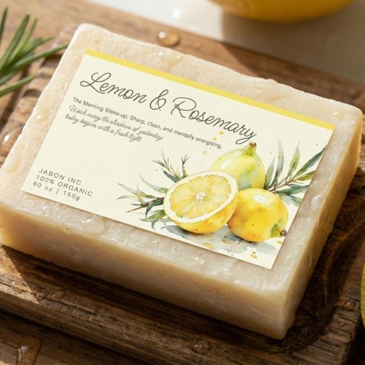Rectangulaire Lemon & Rosemary Organic Soap Sticker Label