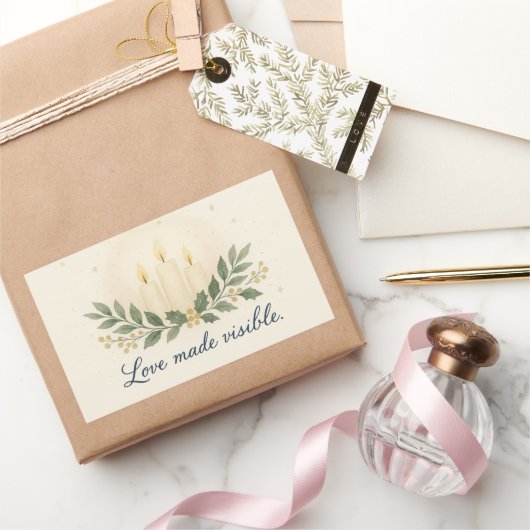 Rectangulaire Love Made Visible — Christmas Sticker (Cadeaux)