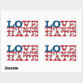 Rectangulaire Love Trump Hate Sticker (Feuille)