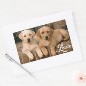 Rectangulaire Love Yellow Labrador Retriever Puppies Sticker (Enveloppe)