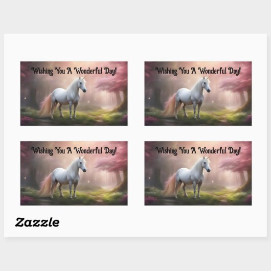 Rectangulaire Lovely Unicorn Rectangular Sticker (Feuille)