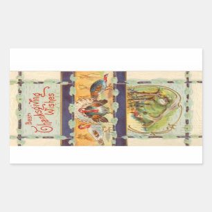 Rectangulaire Meilleurs voeux d'action de grâces Sticker Vintage