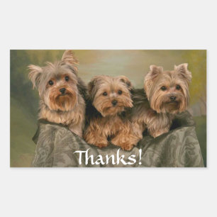 Rectangulaire Merci Sticker Yorkshire Terrier Chiens de marionne