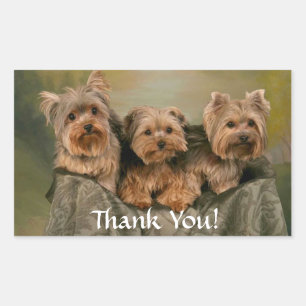 Rectangulaire Merci Sticker Yorkshire Terrier Chiens de marionne
