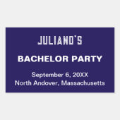 Rectangulaire Minimalist Dark Blue Bachelor Party Sticker (Devant)
