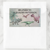 Rectangulaire Nom personnalisé Dino Dinosaur Sticker Boys T Rex (Sac)