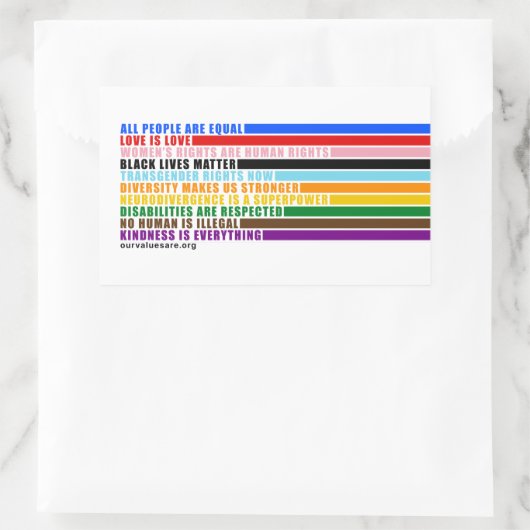 Rectangulaire Nos Valeurs Sont Sticker (Sac)