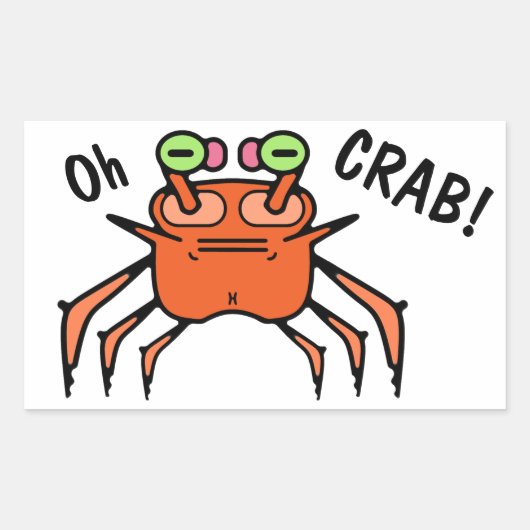 Rectangulaire Oh Crab Grumpy Crab Funny Sticker (Devant)