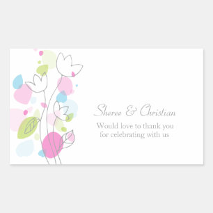 Rectangulaire Pétales de fleurs Confetti mariage merci sticker