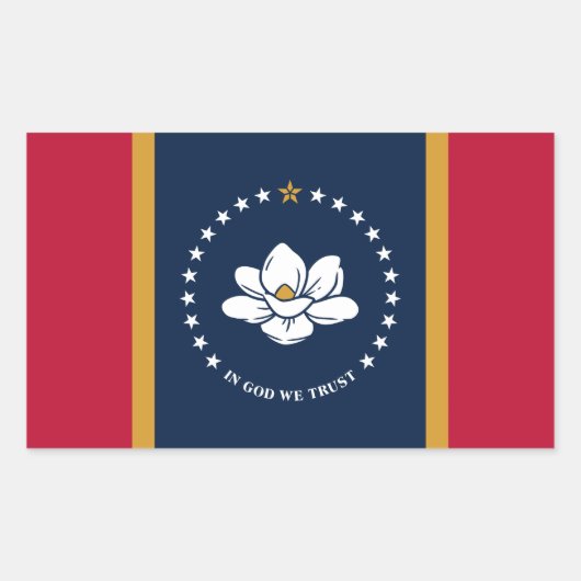 Rectangulaire Rectangle sticker with Flag of Mississippi State (Devant)
