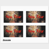 Rectangulaire Red Fireworks Happy New Year 2024 R Sticker (Feuille)