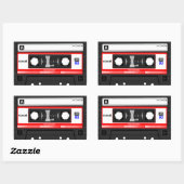 Rectangulaire RETRO CASSETTE TAPE STICKER les années 70 80s 90s (Feuille)