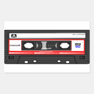 Rectangulaire RETRO CASSETTE TAPE STICKER les années 70 80s 90s