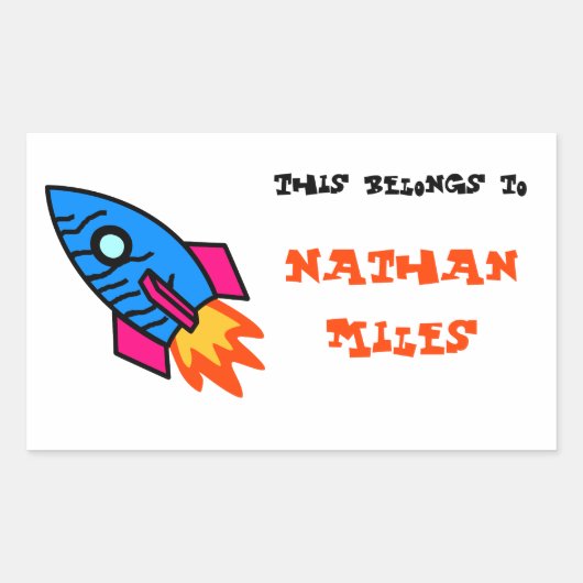 Rectangulaire Rocket "Cela Appartient À..." Sticker rectangulair (Devant)