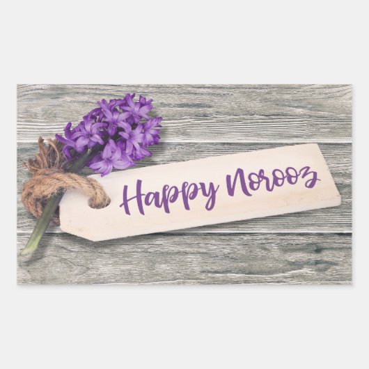 Rectangulaire Rustic Happy Norooz Hyacinth - Sticker (Devant)