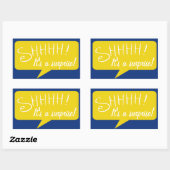 Rectangulaire Shhh Surprise Party - Sticker - Bleu et or (Feuille)