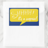 Rectangulaire Shhh Surprise Party - Sticker - Bleu et or (Sac)