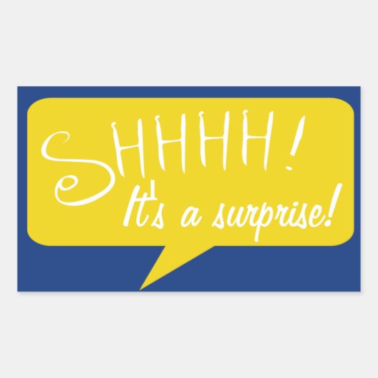 Rectangulaire Shhh Surprise Party - Sticker - Bleu et or (Devant)