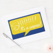 Rectangulaire Shhh Surprise Party - Sticker - Bleu et or (Enveloppe)