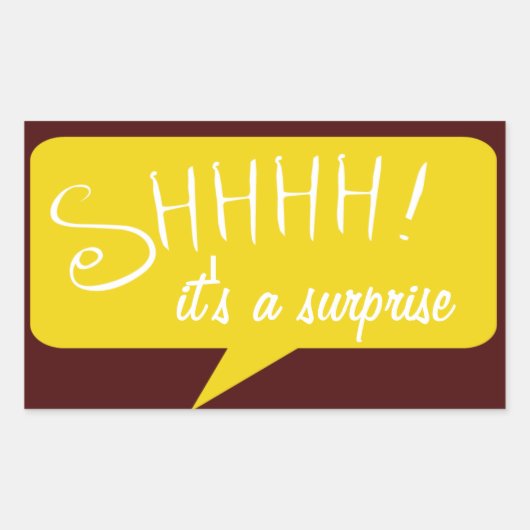 Rectangulaire Shhh Surprise Party - Sticker - Maroon et or (Devant)
