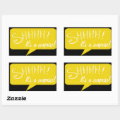 Rectangulaire Shhh Surprise Party - Sticker - Noir et Or (Feuille)