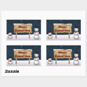Rectangulaire Snowmen mignon souhaitant Joyeux Noël - Sticker (Feuille)