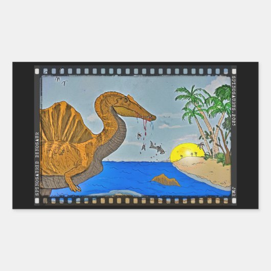 Rectangulaire Spinosaurus Film Reel Dinosaur Sticker (Devant)