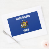 Rectangulaire Sticker à drapeau de l'État du Wisconsin (Enveloppe)
