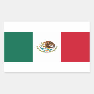 Rectangulaire Sticker à drapeau mexicain
