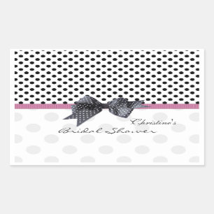 Rectangulaire Sticker à Fête des mariées à points Polka noir et 