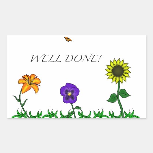 Rectangulaire sticker à fleurs bien fait (Devant)