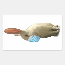 Sticker à lapin en Masque COVID (blanc)