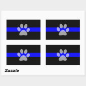 Rectangulaire Sticker à ligne bleue mince (ensemble de 4) - K9 (Feuille)