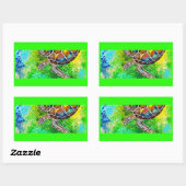Rectangulaire Sticker à tortue (Feuille)