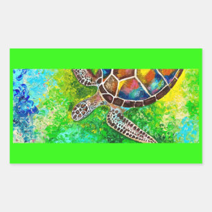 Rectangulaire Sticker à tortue