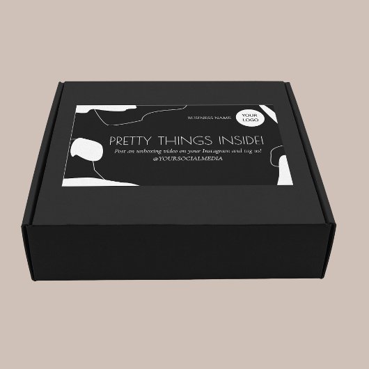 Rectangulaire Sticker Abstrait pour emballage d'entreprise noir