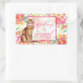 Rectangulaire Sticker Abyssinian Chat et Fleurs Aquarelles (Sac)