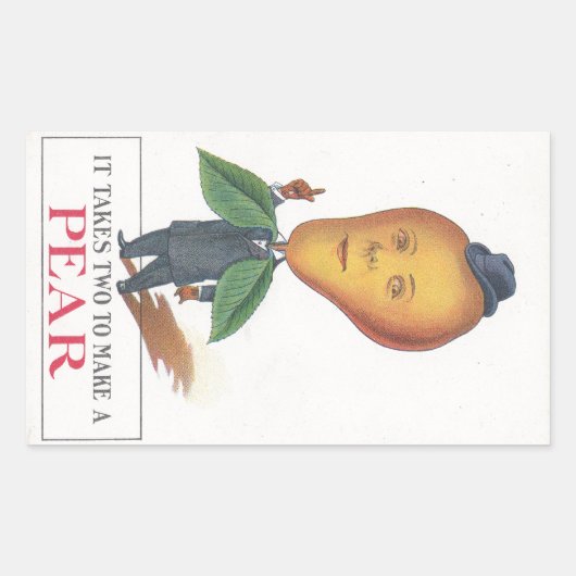 Rectangulaire Sticker Antique Antrhopomorphes Fruit Pear Man Pun (Devant)