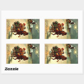 Rectangulaire Sticker Antique Noël Gr One Horse Open Sleigh (Feuille)