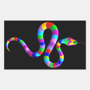 Rectangulaire Sticker arc-en-ciel psychédélique serpent