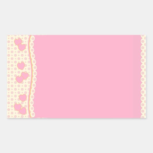 Rectangulaire Sticker Arrière - plan de coeur rose (Devant)