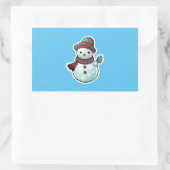 Rectangulaire Sticker avec mignon Snowman tenant une feuille (Sac)