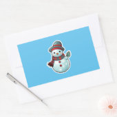 Rectangulaire Sticker avec mignon Snowman tenant une feuille (Enveloppe)
