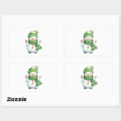 Rectangulaire Sticker avec Snowman mignon (Feuille)